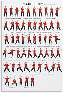 Tai Chi 10-Form Poster China Wushu Tai Chi Poster Canvas Painting Posters And Prints Wall Art for Living Room Bedroom Decor 08x12inch(20x30cm) Unframe-style