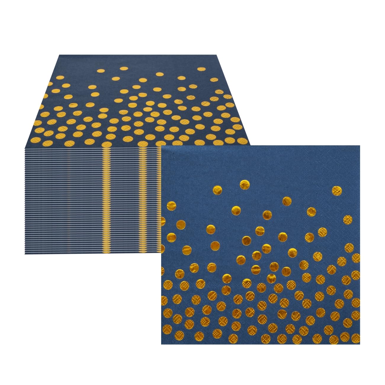 50PCS Blue & Gold Party Napkins - Navy Blue, Eco-Friendly, 33x33cm, Navy Blue-50PCS, 33 centimeters x 33 centimeters