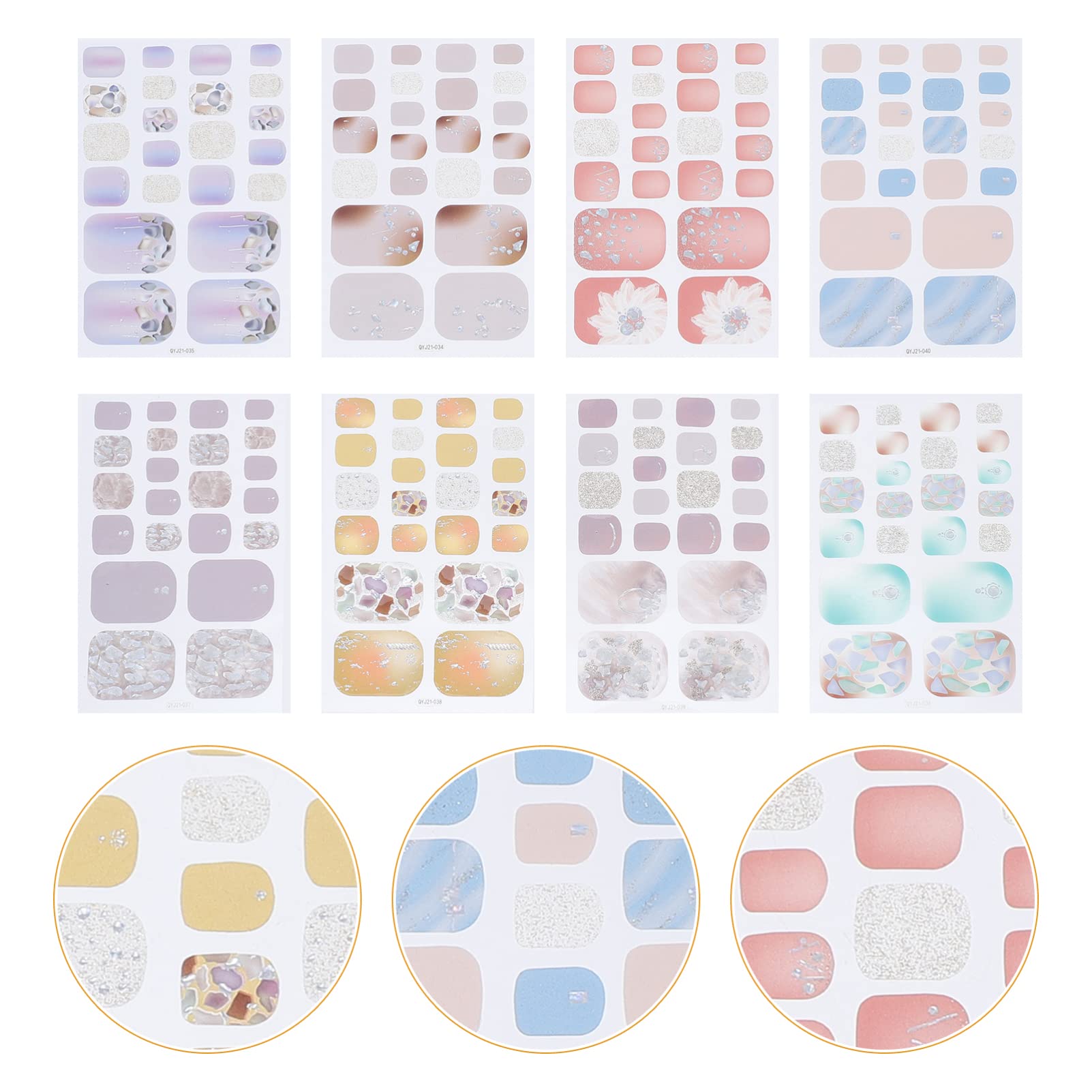 5 Set Adesivi Per Unghie Autoadesivi Decorazioni Per Unghie Con Design Vari Facili Applicare Per Manicure Art Per Creazioni Te E Condivisione Con Amiche 8 Fogli*5