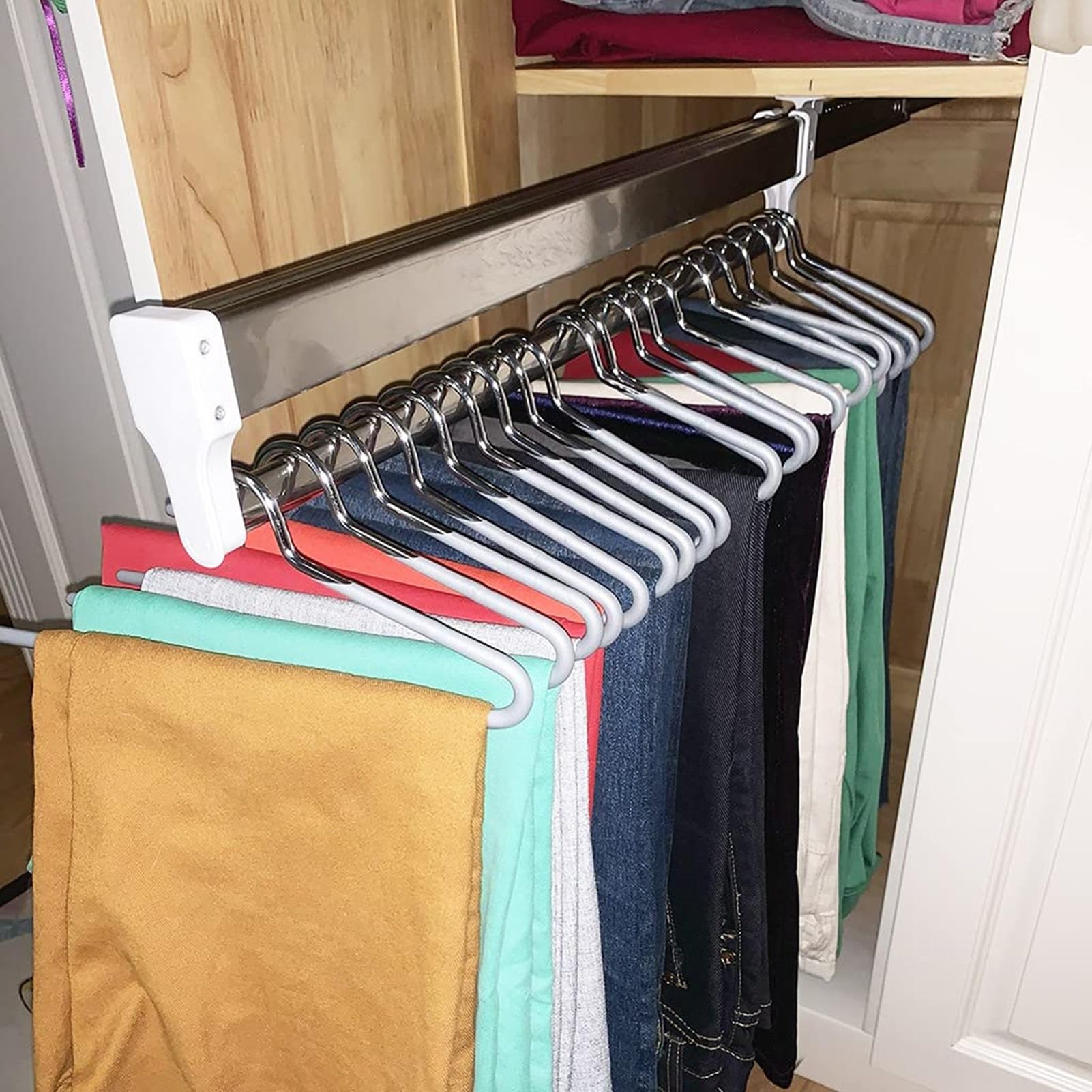 GLETSF Extendable Steel Closet Rod, Adjustable Pull Out Clothes Rail for Wardrobe Organization, Space Saving Solution with 25kg Load Capacity,One Color-550MM/21.6INCH