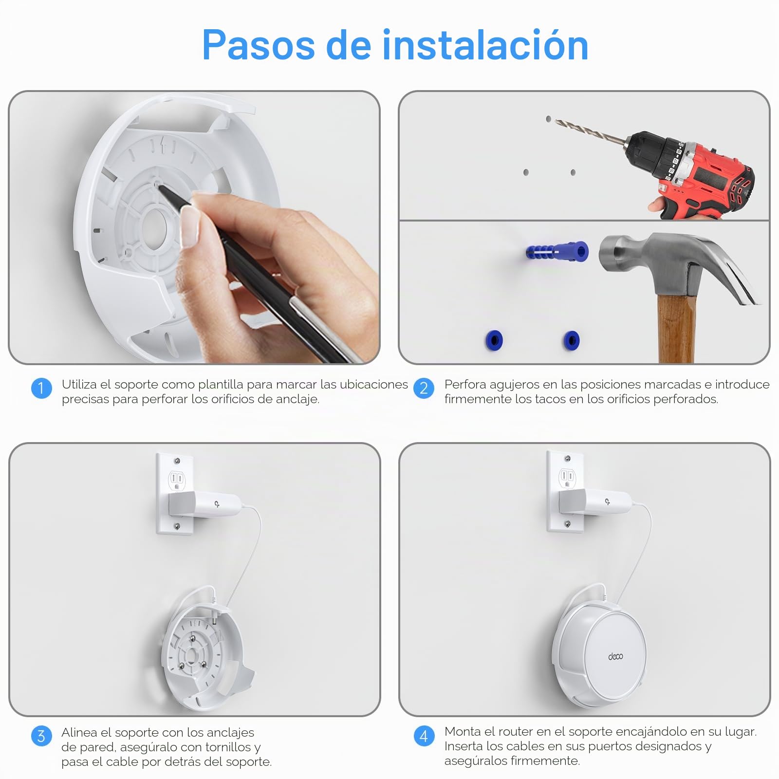 XLTTYWL Deco - Kit de montaje en pared WiFi 7, Deco BE23/BE25/BE3600/BE5000, soporte de montaje en enrutador optimiza el espacio y la gestión de cables para TP Decos 7 sistema Wi-Fi de malla WiFi 7 de