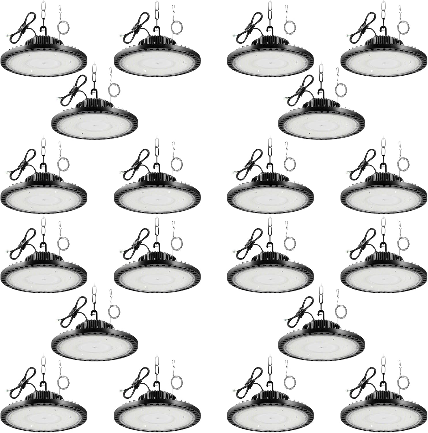 Sararoom 20Packs 200W UFO LED High Bay Light 5000K Commercial Lights 20000LM High Bay LED Shop Light - 120° Beam Angle LED Workshop Lamp Industrial Chandelier Lamp for Factories Garage Workshop