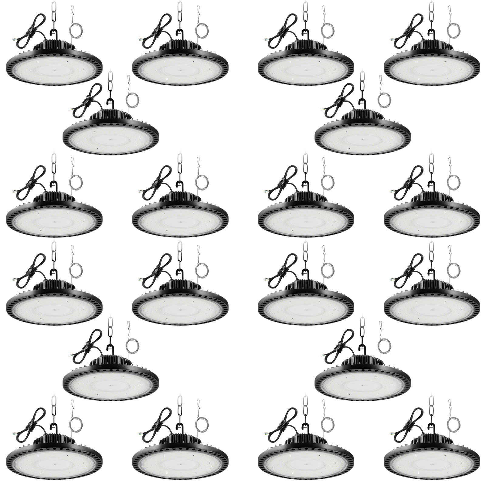 Sararoom 20Packs 200W UFO LED High Bay Light 5000K Commercial Lights 20000LM High Bay LED Shop Light -