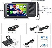 Vista 7 de Carplay - Pantalla para coche con Apple CarPlay/Android Auto, estéreo inalámbrico de 7 pulgadas, pantalla táctil portátil para auto con Bluetooth