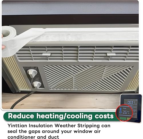 Miniatura 4 de Cinta de sellado de ventana, aislamiento de CA para ventana, sello de aire acondicionado alrededor del marco, 3 pulgadas x 65.5 pies, bloqueador