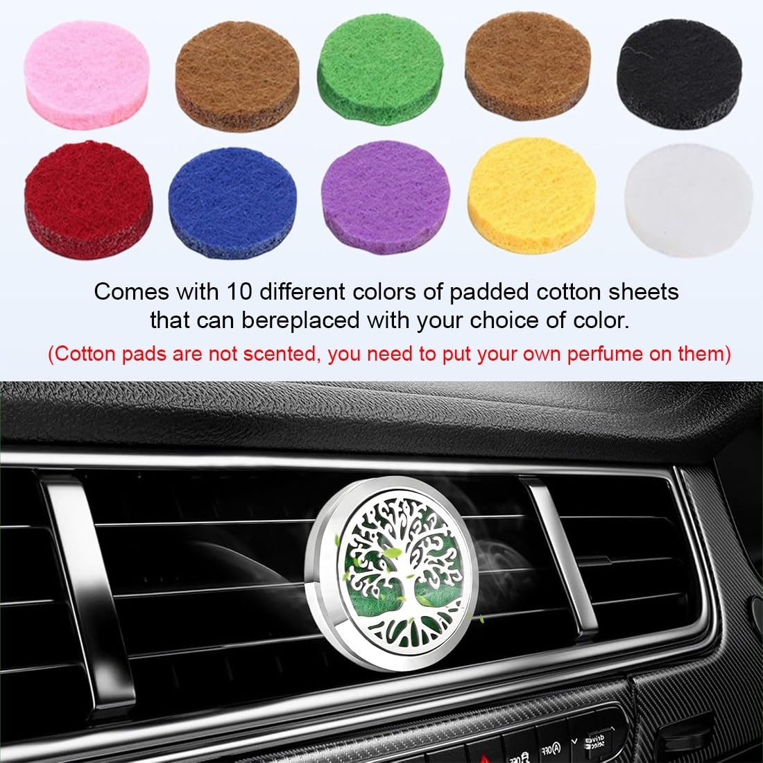 Diffusore Oli Essenziali Auto, Profumatore Auto In Acciaio Inox, 2 Pz Con 10 Feltro Ricambio