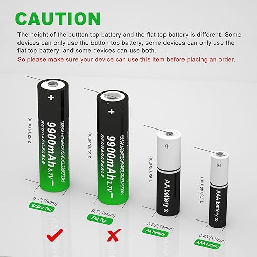 Miniatura 2 de Batería recargable de 3.7 V 18650, batería de 3.7 V 18650 9900 mAh tipo botón superior baterías para timbres, linternas, faros y más, 2 unidades