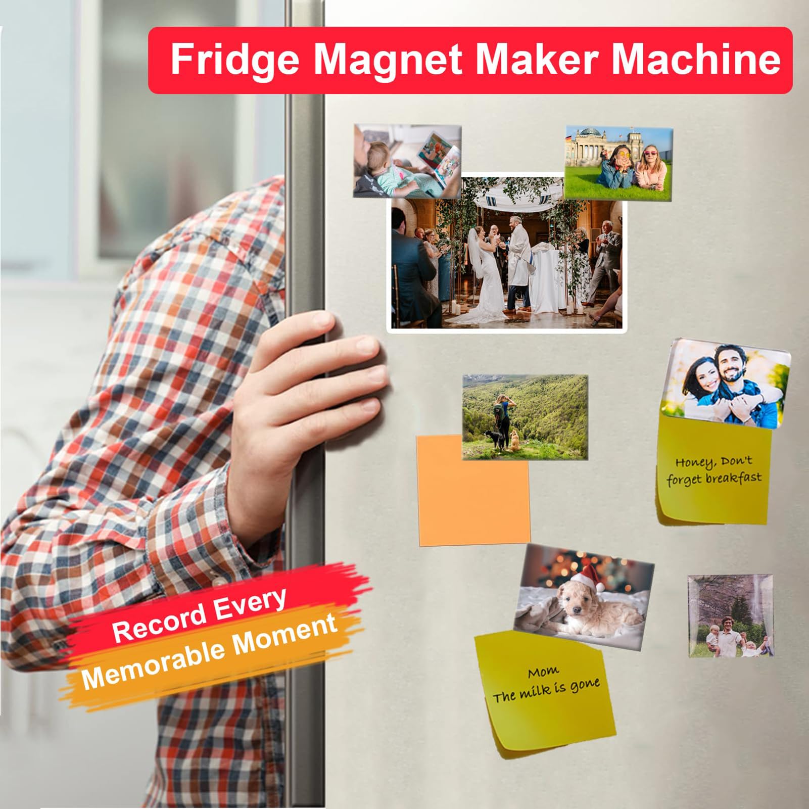 Foto-Magnet-Maschine zum Selbermachen, 65 x 90 mm, Kühlschrankmagnet-Hersteller mit 200 Verbrauchsmaterialien für Kühlschrank und Eisenmöbel Dekoration