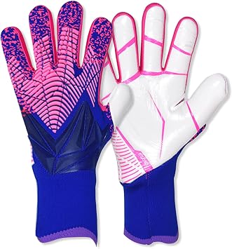 Keeper Gloves Junior, Keeper Gloves, Soccer Gloves with Anti-Slip Latex Palm, Breathable, Abrasion Resistant Goalie Gloves, Size, Wrist Protection, Practice, Shockproof, Easy to Grasp 6/7/8/9/10