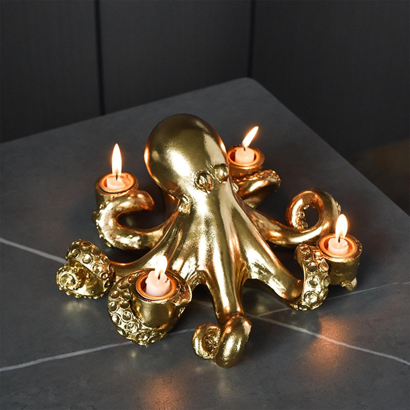 Bougeoir Pieuvre,Bougeoir Pilier Poulpe | Statue de bougeoir de Poulpe en résine,Bougeoir, décoration de Centre de Table, Sculpture décorative pour la Cuisine de la Maison