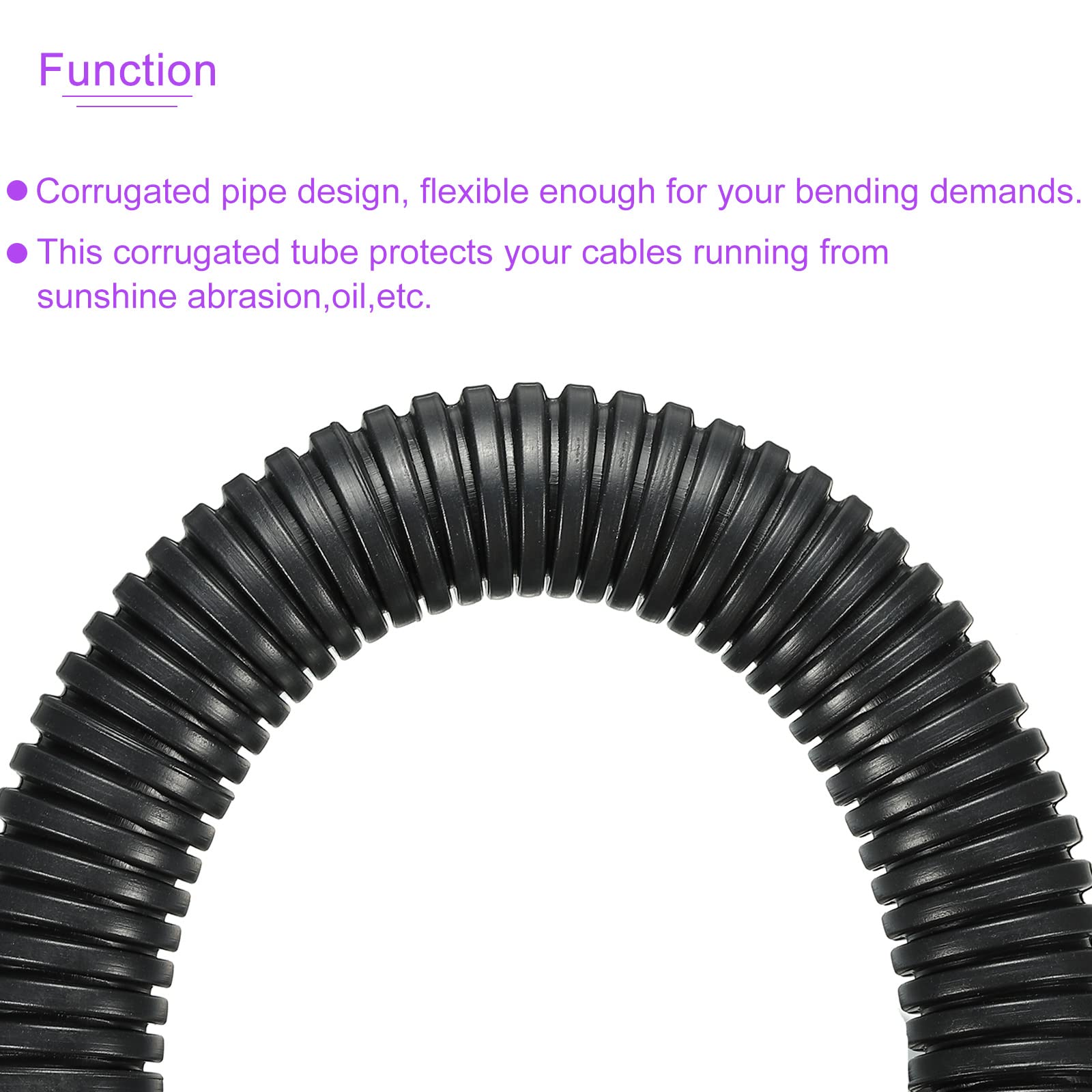 DMiotech 20mmx16mmx12m PP No-Dividido Corrugado Tubo Interior Exterior Cables Gestión para Envoltura Ordenado Oficina Jardín