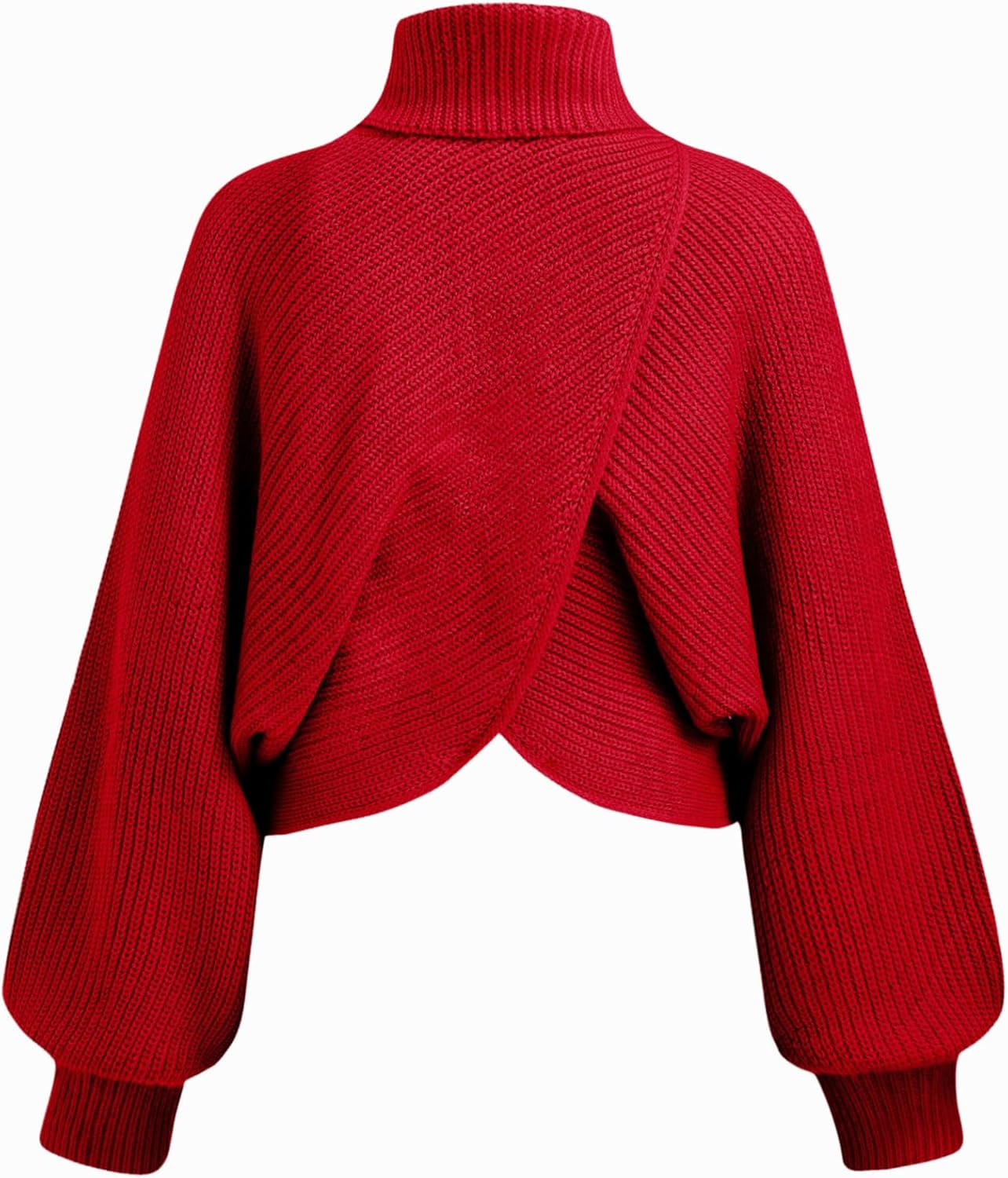 CIDER Cropped Sweaters for Women Turtleneck Sweater Long Sleeve Ribbed Knit Lantern Sleeve Pullover Fall Outfits - Image 5