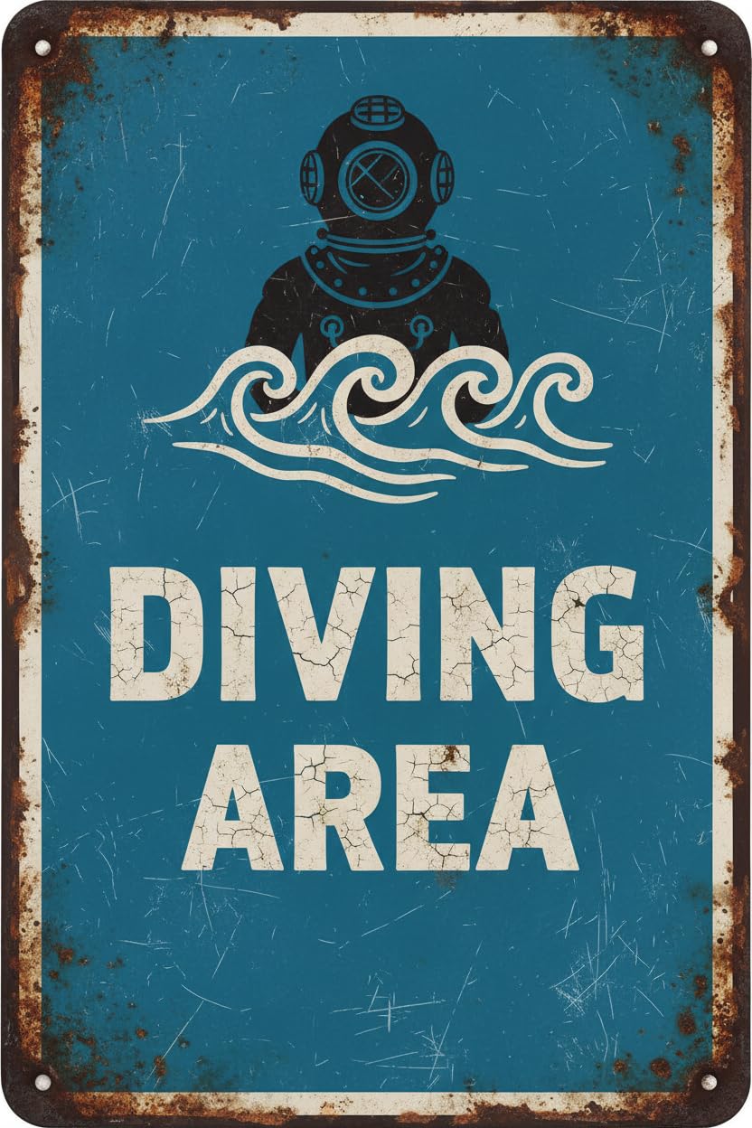 Wall Decor Diving Area - General Sign Metal Sign 8 X 12 Inches Clear Signage For S, Fences Vintage Signs Aluminum Plates Printed
