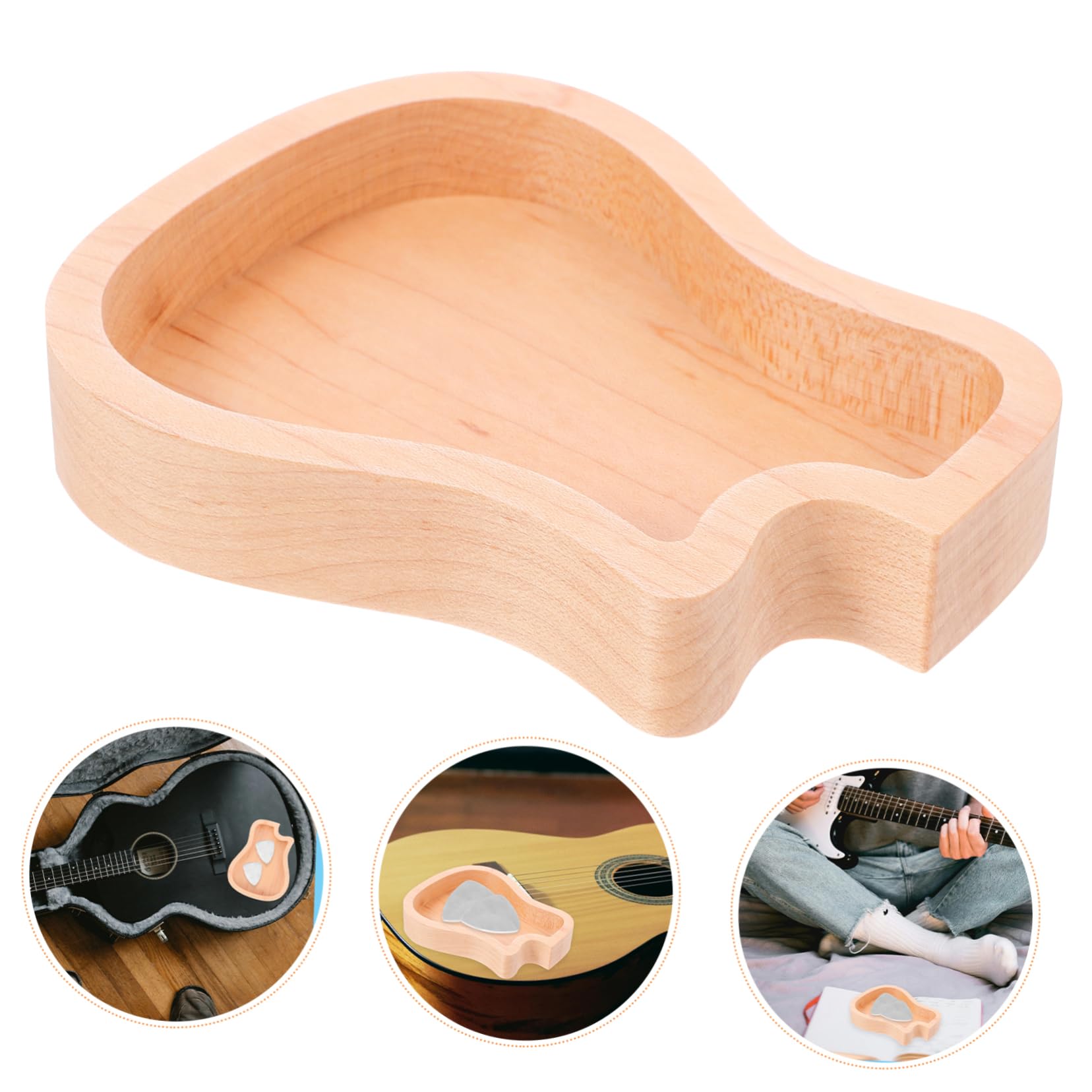 ibasenice 3stücke Gitarrenförmige Plektrum Aufbewahrungsbox Aus Ahornholz Praktischer Plektrumhalter Für Standard Und Jazz-Picks Für Gitarrenspieler Hellbraun