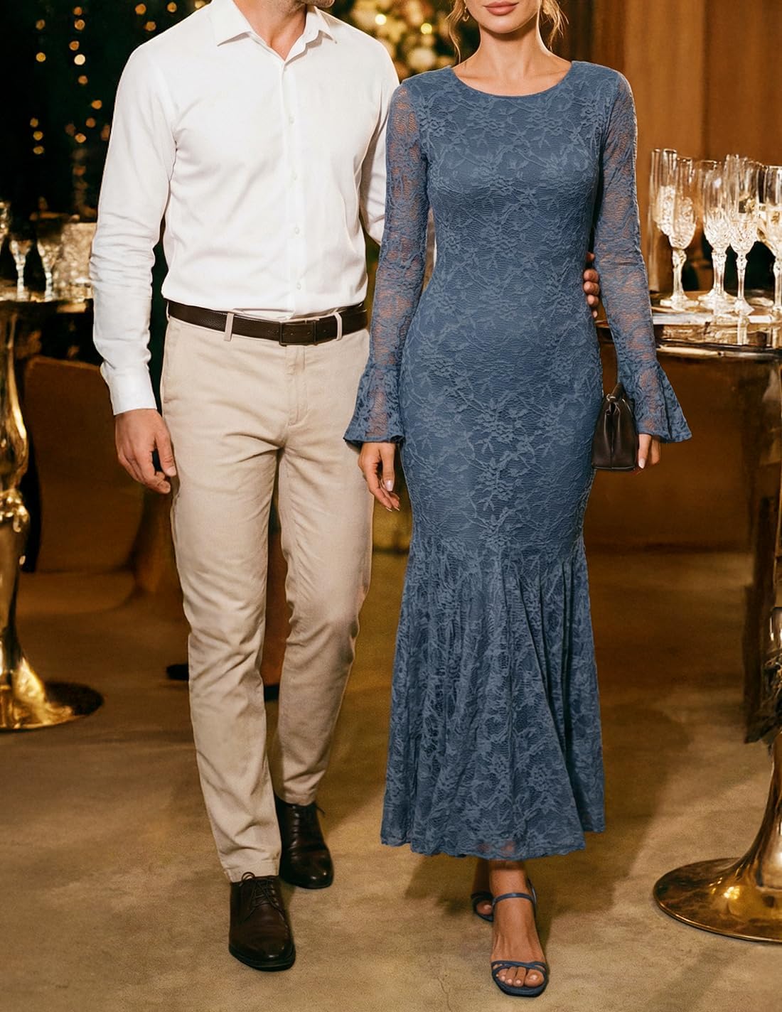 ZESICA Women's Long Sleeve Bodycon Maxi Dress 2026 Fall Fashion Floral Sexy Mermaid Wedding Guest Cocktail Party Dresses - Image 5