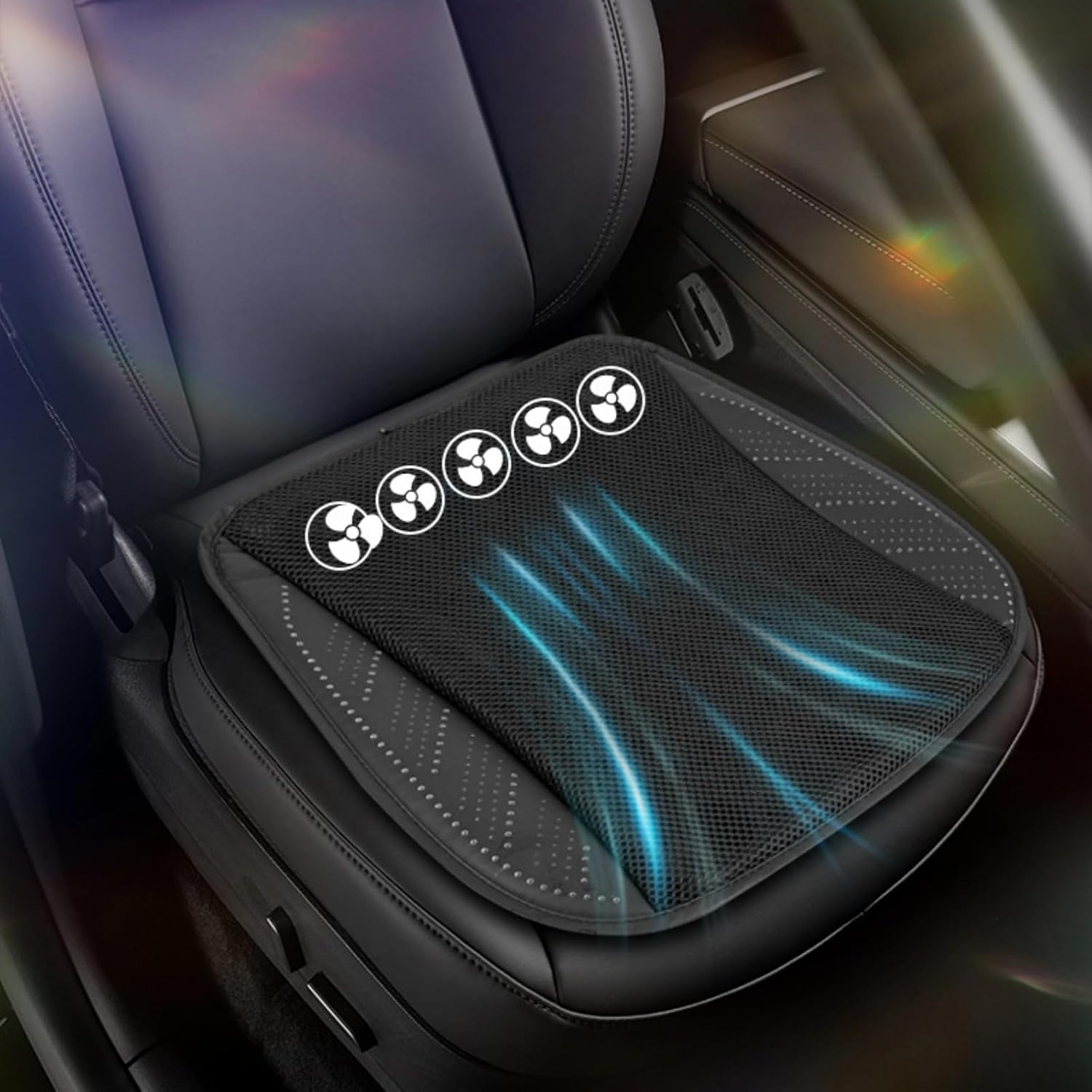 Car Seat Cooling Pad Ventilated Seat Cushion, USB Power Supply for Home Office, Cooling Car Seat Cushion Air Conditioning Cooling Cushion for Office Chair Truck Seat Cushion(Black)