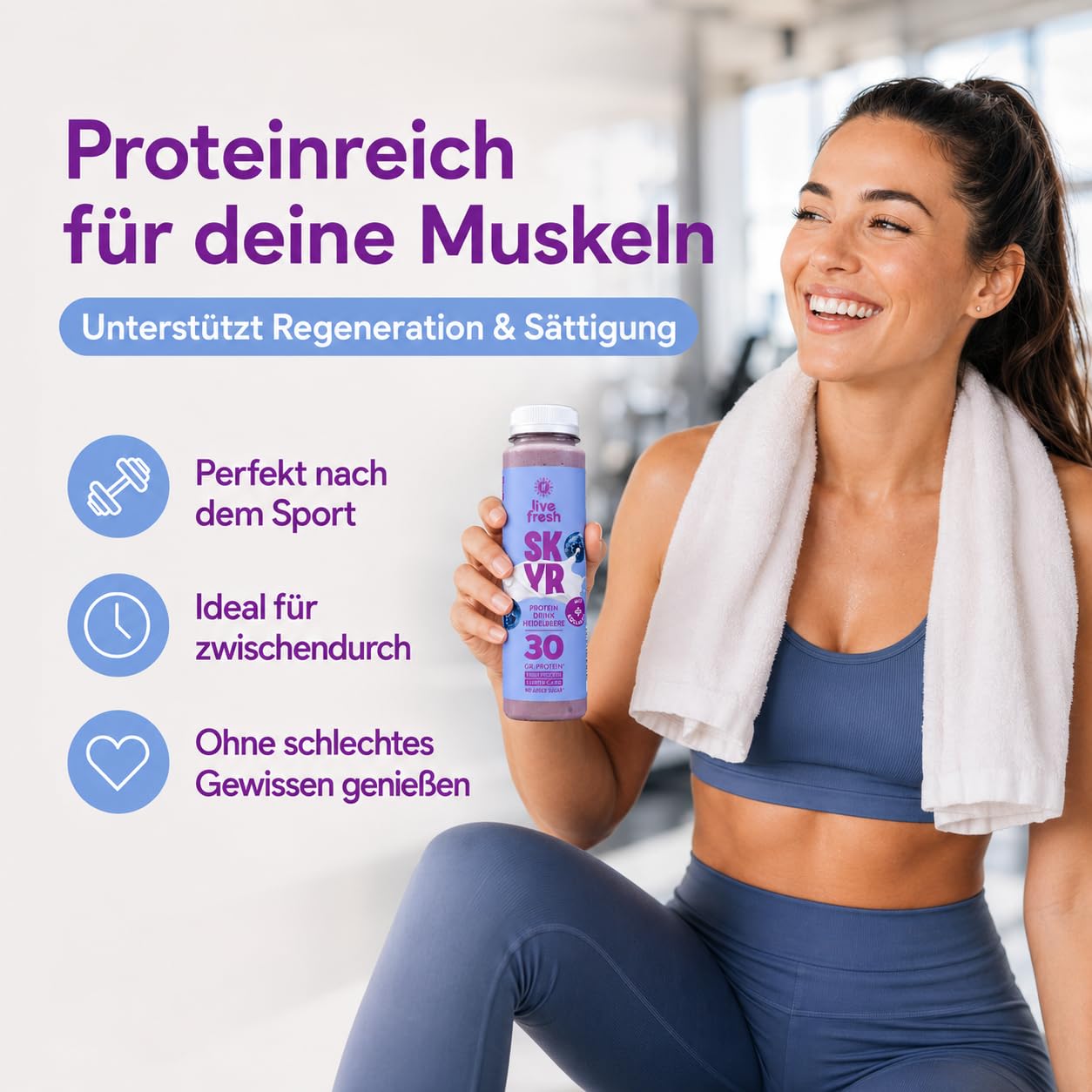 LiveFresh Skyr Drink Probierpaket 30g Protein Kollagen Kalorienarm Ohne Zuckerzusatz 24x250ml