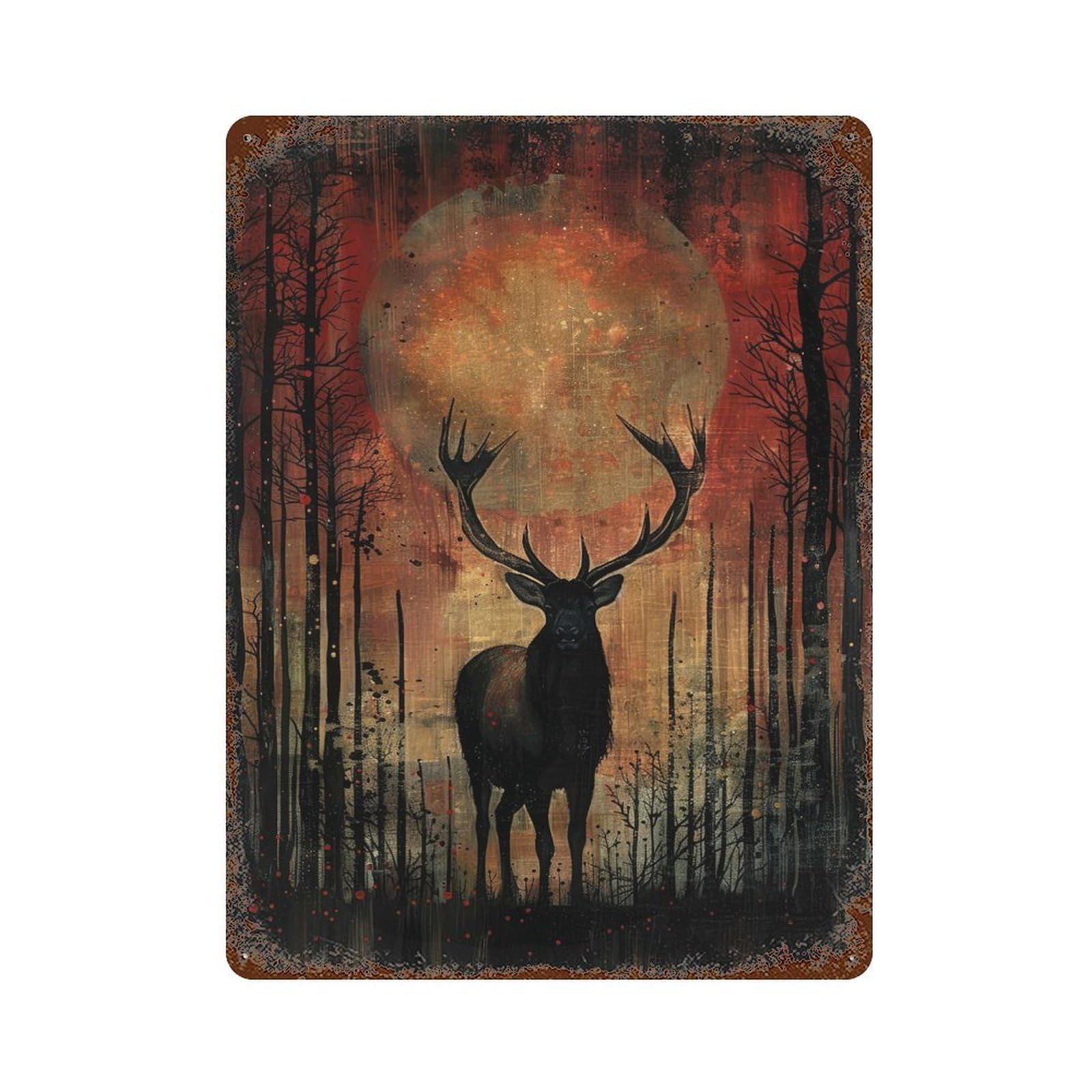 Moonlit Majesty 15.7"x11.8" Decorative Tin Sign, Rustic Home Decor for Patio, Garden Room And Bar Decor