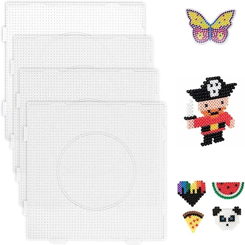 Miniatura 5 de 12 mini tableros de clavijas de cuentas Perler, tableros cuadrados de plástico de 0.102 in, tableros de clavijas transparentes grandes para mini