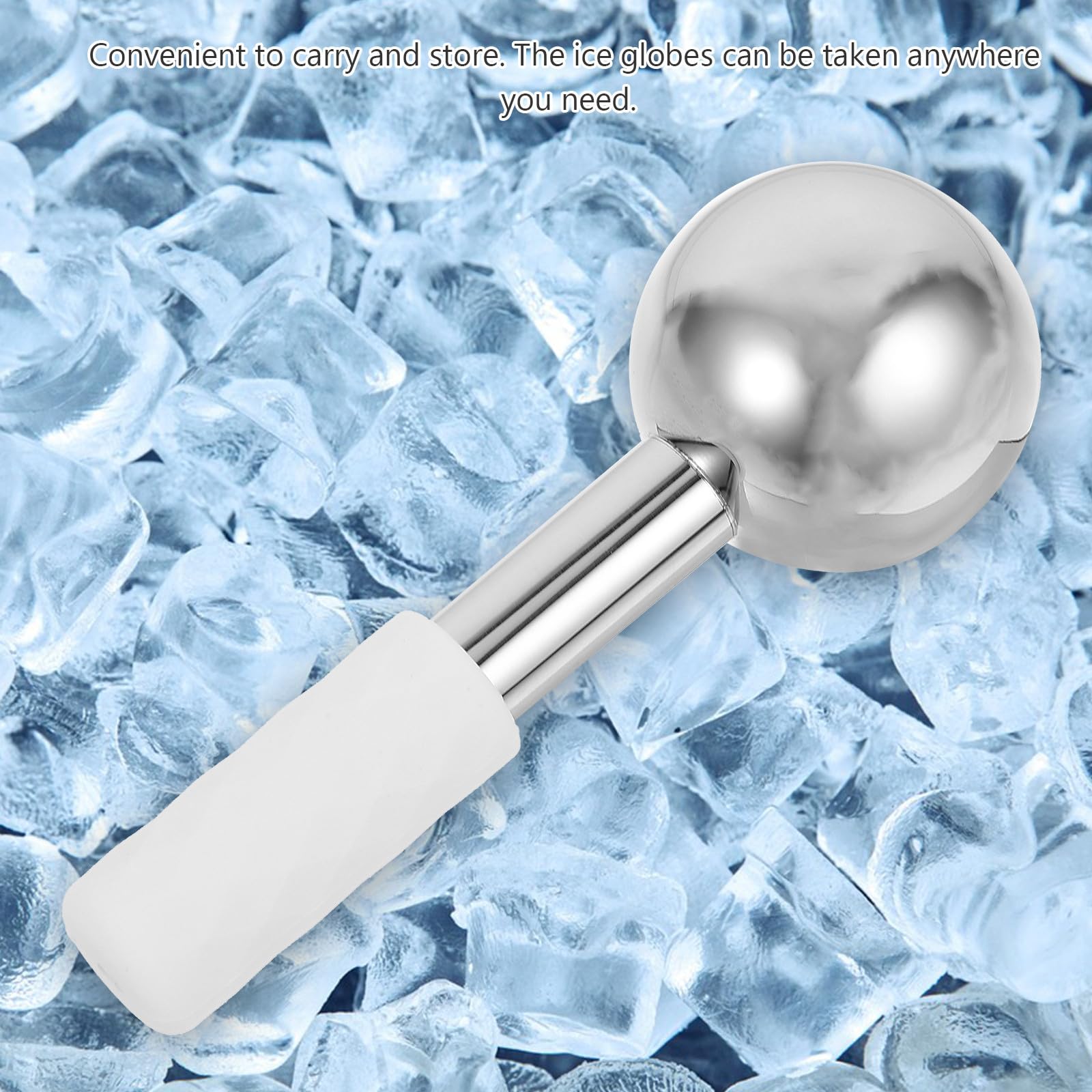 Toyvian 2 Piezas Rodillo de Masaje Facial Globos de Hielo para Tratamientos Faciales, Acero Inoxidable y Silicona, Fácil de Agarrar y Alivia la Fatiga Muscular