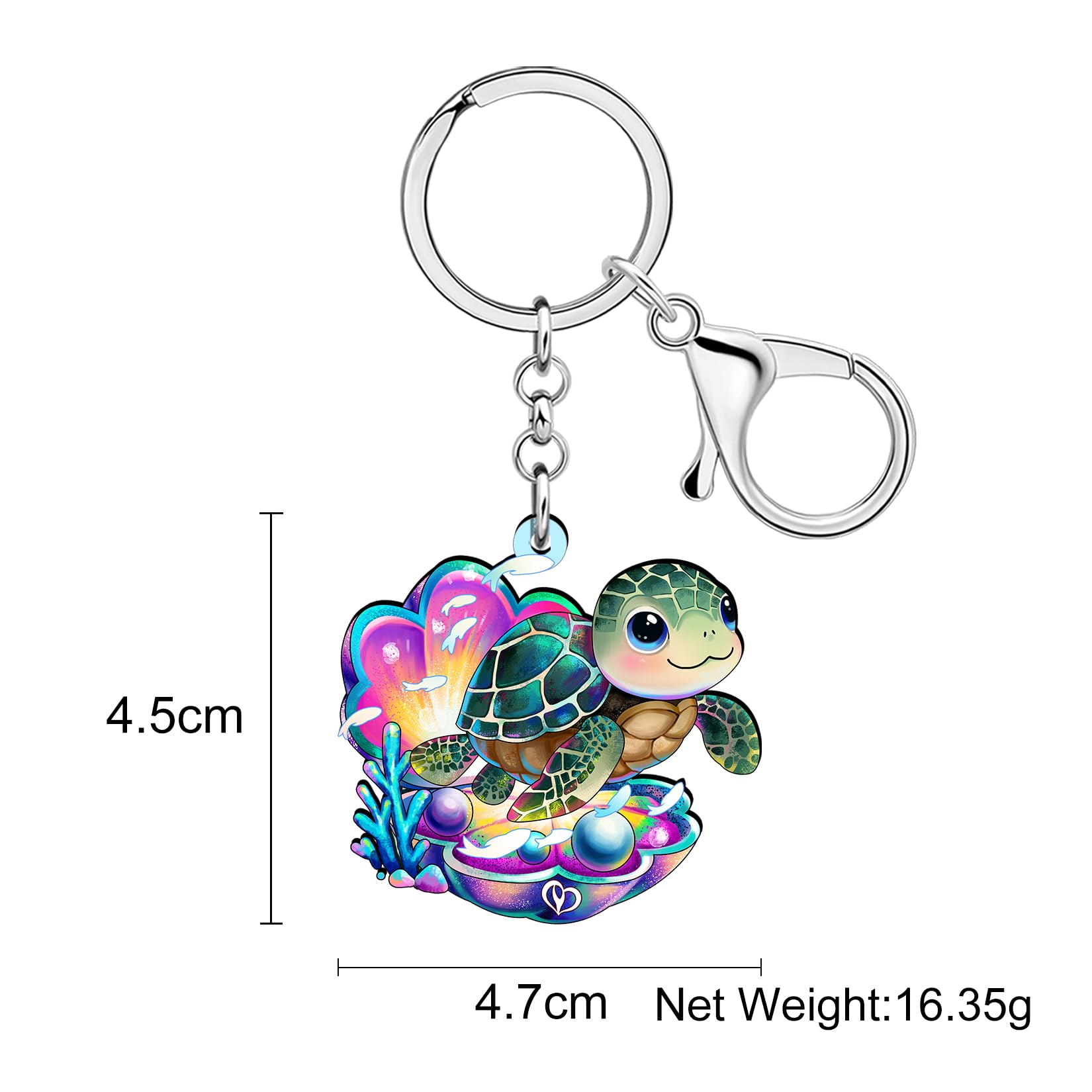 Portachiavi in Acrilico a Forma di Tartaruga Marina Accessori Regalo per gli Amanti degli Animali Marini Per Donne Ragazze e Bambini Ciondoli per Zaini e Borse