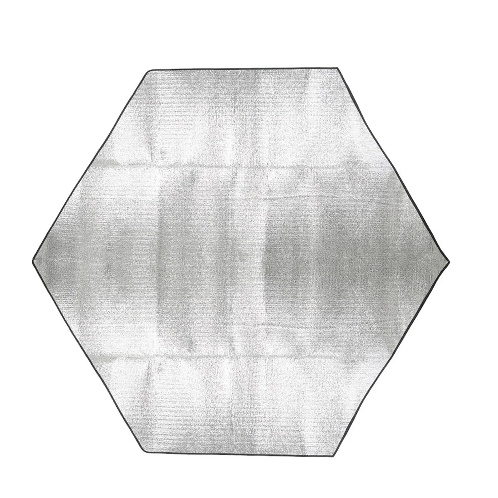 Mata kempingowa z folii aluminiowej, Aluminiowa sześciokątna mata kempingowa srebrna 240x240cm -Proof