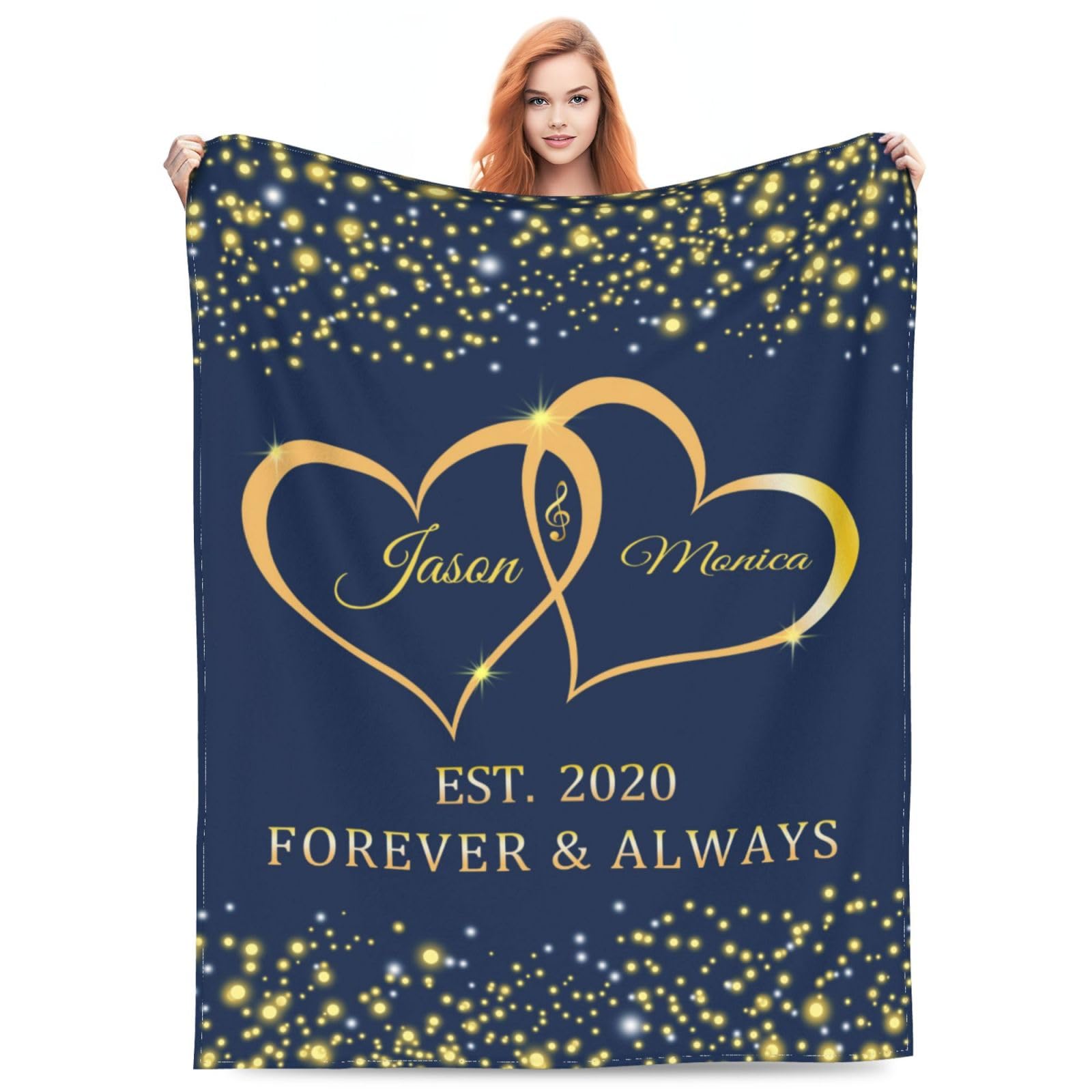 Ayambetus Custom Couples Name Thick Throw Blanket Personalized Flannel Bed Blankets Customized Birthday Anniversary Valentines For Wife Husband Boyfriend Girlfriend โ image 1