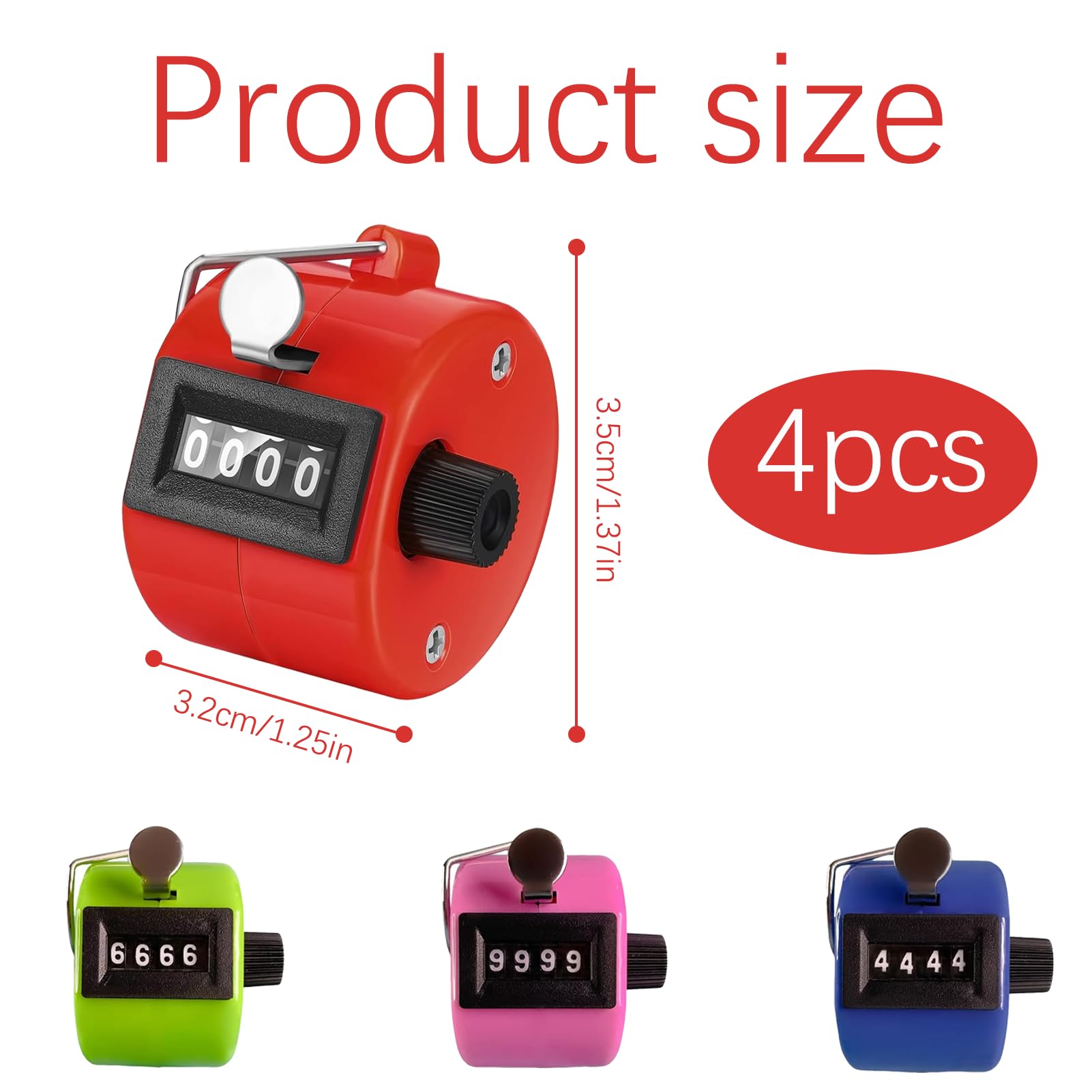 4 Pz Contatore Manuale Contatore Clicca 4 Cifre Contatori Manuali Click Meter per Contatore Manuale Meccanico, Conto Fino A 9999, Tour/Sport/Allenatore/Scuola/Evento
