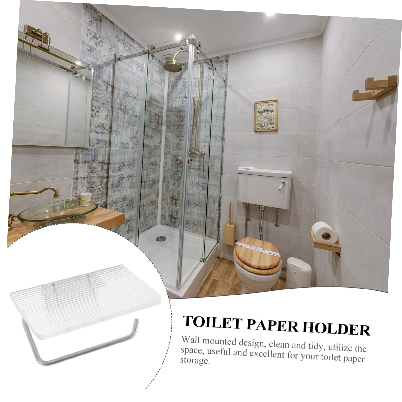CMBSSTFC Porta Carta igienica in Rotolo Porta fazzoletti Nero Porta Carta igienica Nero Vassoio da Portata Nero Porta fazzoletti per Il Viso Organizer per Articoli da toeletta Scaffale Trasparente