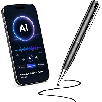 SKARA AI Voice Recorder with Transcription Mini Recording Device with Voice Recognition & AI Summary Voice Recorder with Writing Function 150 Languages AI Notes & Mind Maps for Study and Meetings