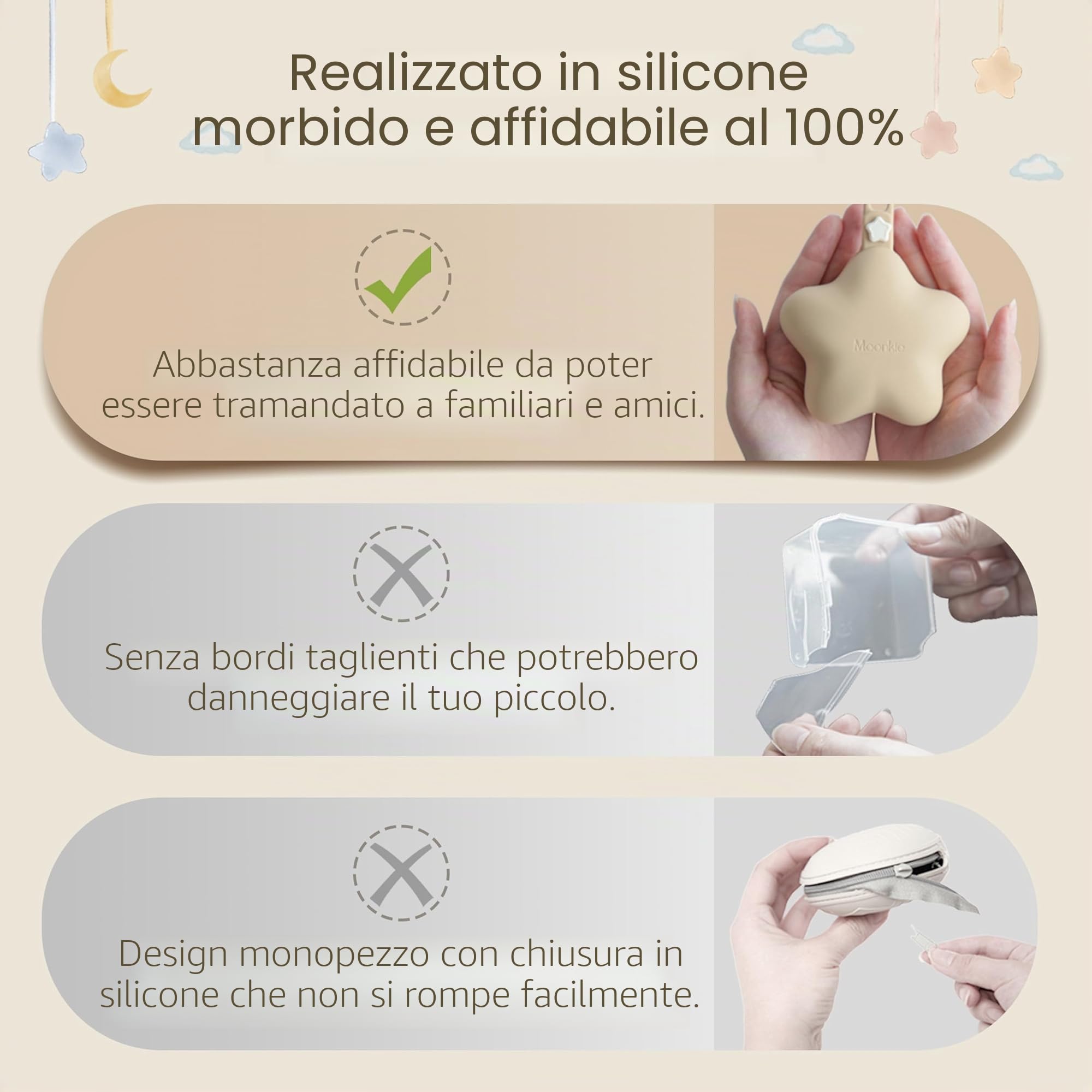 Moonkie Porta Ciuccio in Silicone 2 Pezzi Senza BPA Custodia da Viaggio per Bambini Verde Grigio Blu Perla