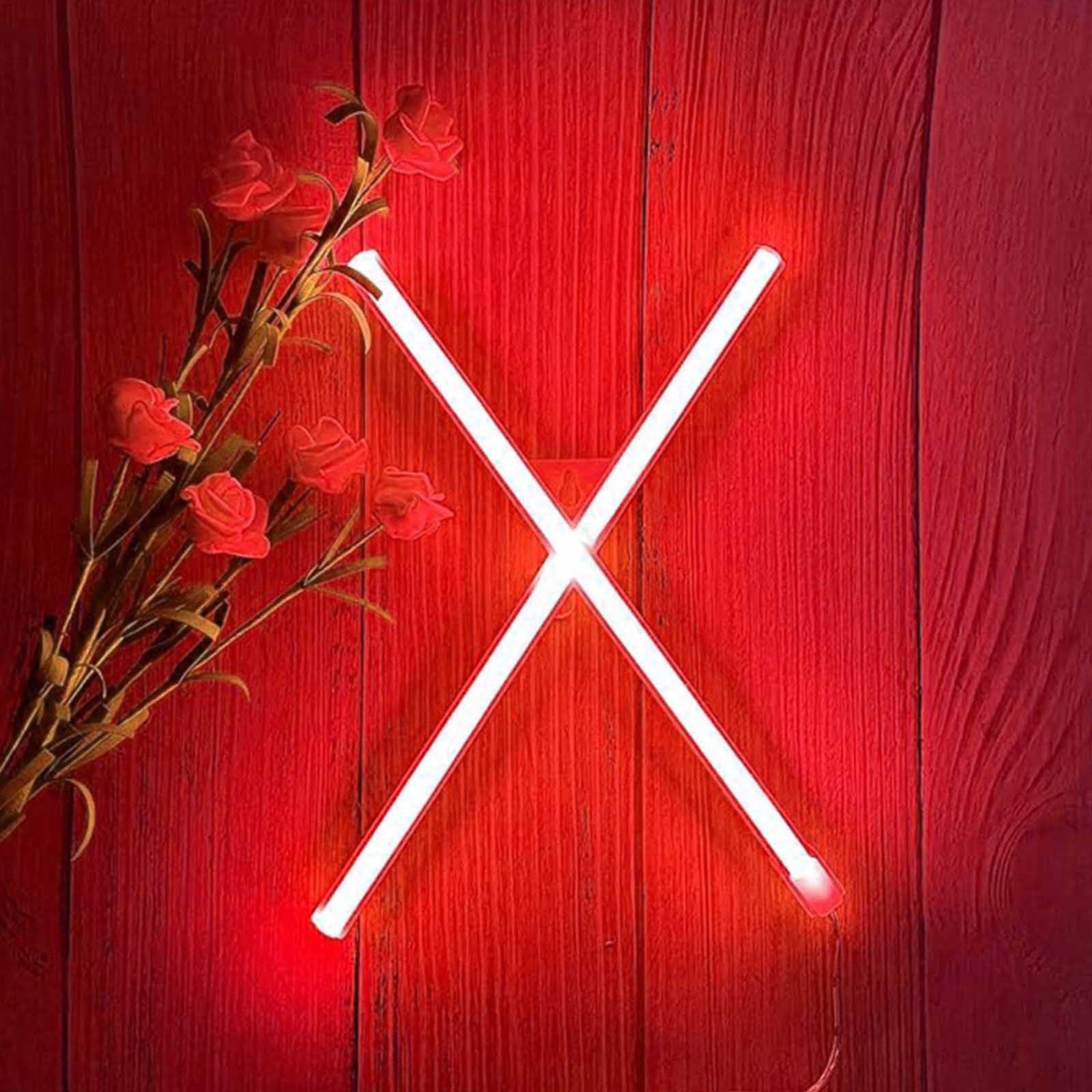 Customizable Red Neon Letter Sign with Dimmable LED Lights USB/Battery Powered for Coffee Shops & Bookstores Creates Cozy Atmosphere in Bedrooms(Letters X) — image 1