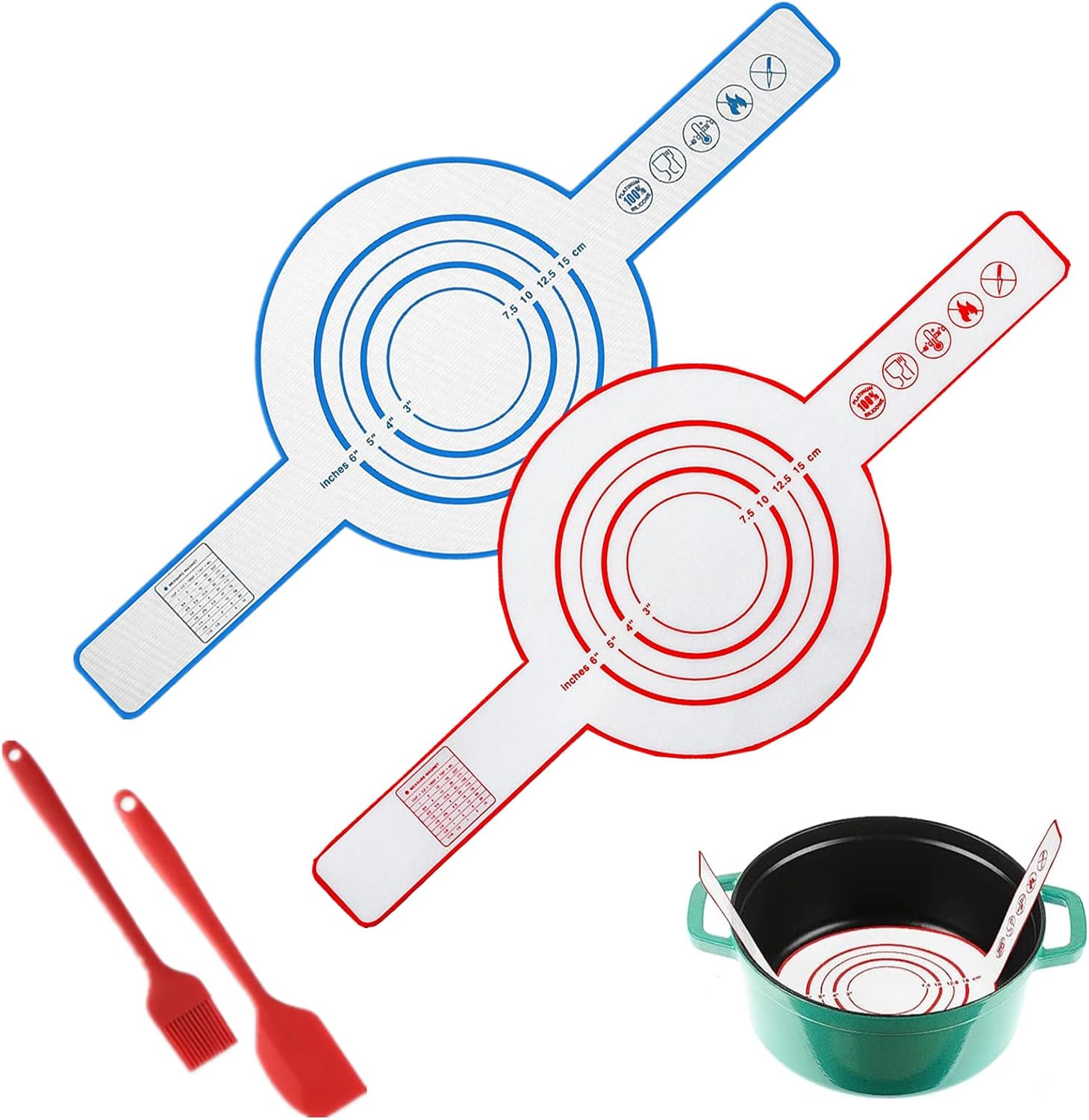 2 Pieces Silicone Baking Mat for Dutch Oven Bread Baking