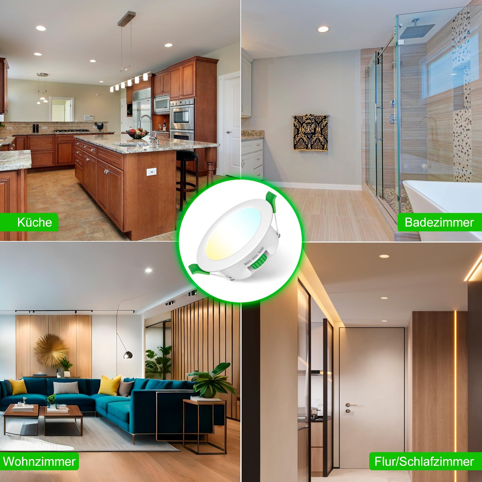 LED Einbaustrahler 230V Dimmbar, 7W Flach 65-75mm Einbauø, 24er Set LED Spot, IP44 Deckenspots Warmweiß Neutralweiß Kaltweiß für Badezimmer, Küche, Wohnzimmer, Flur/Schlafzimmer