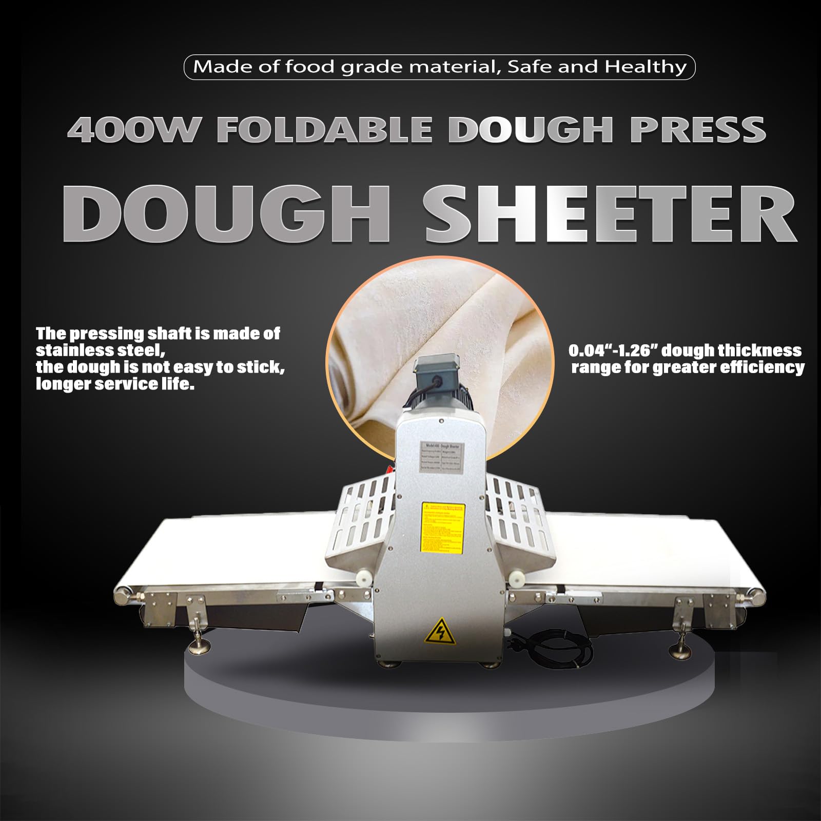 WYDDDARY 110V Commercial Dough Sheeter 400W Dough Laminator with 0.04