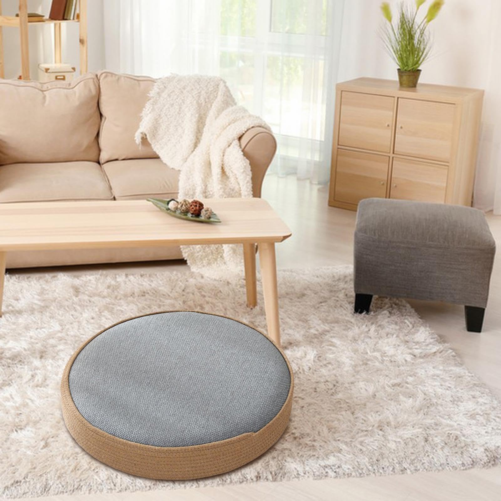 Cojín Redondo de Tatami, Puf de Meditación, Esterilla de Tela Cómoda, Ideal para El Hogar, La Sala de Estar, La Oficina Y La Meditación, Estilo Grande G, Individual