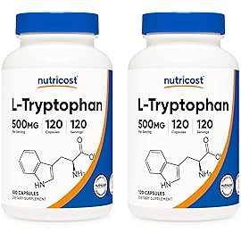 Nutricost L-Tryptophan 500mg, 120 Capsules (2 Bottles)