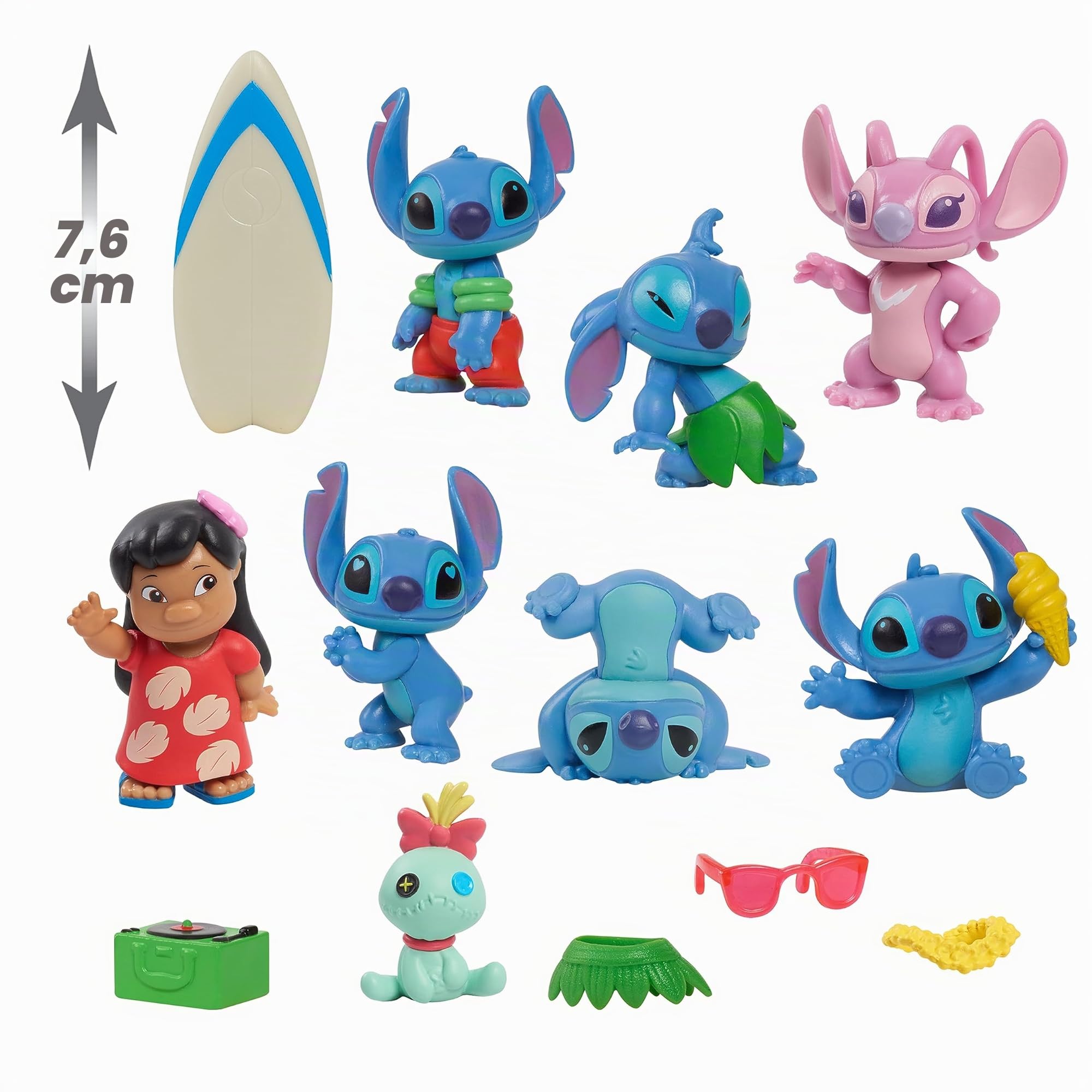 Disney STITCH Set di personaggi Lilo Deluxe, 13 pezzi, personaggi da collezione alti 5 cm, giochi di finzione, giocattoli per bambini dai 3 anni in su di Just Play