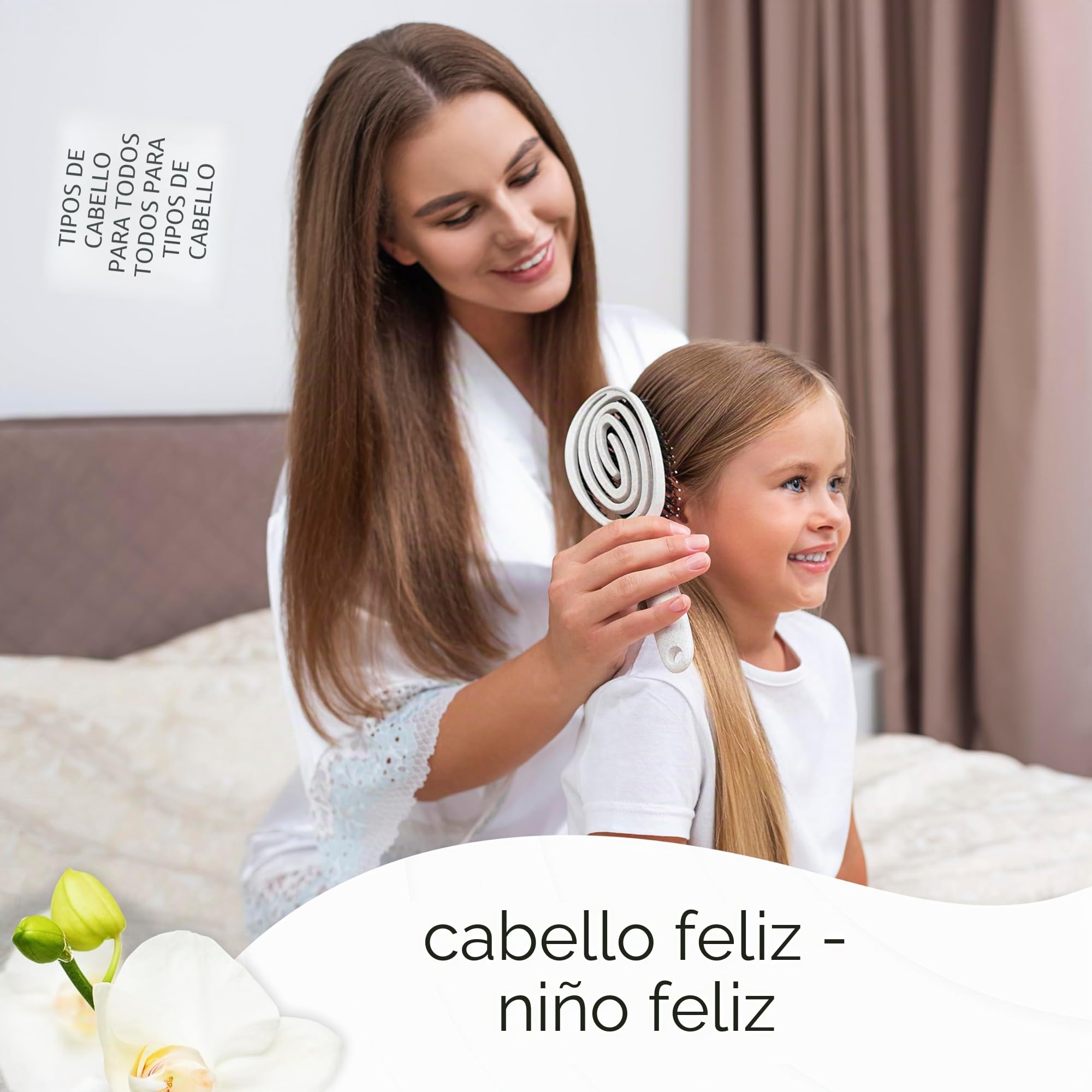 FABCARE Cepillo Cerdas Jabalí, Desenredante Sin Tirones, Peine Antitirones, Pelo Liso y Rizado, Alisador Antirotura Profesional, Ideal para Cuidado Capilar y Estilo Natural (Beige)