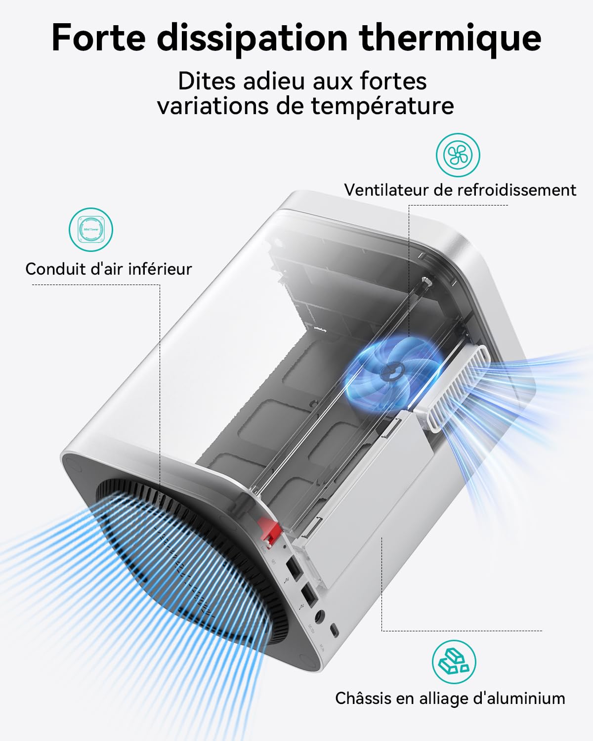 Yottamaster 2 Baies Boîtier Disque Dur, 10 Gbps USB-C Raid Aluminium Boîtier pour 3.5"/2.5" SATA HDD/SSD + M.2 NVMe/SATA SSD Jusqu’à 56 to, 5 Ports USB, Lecteur SD/TF, Ventilateur (sans Disque)