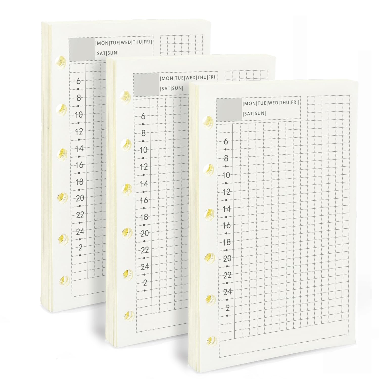 A7 Planner Refill, 3 Pack 135 Sheets/270 Pages Planner Inserts Thick Refillable Paper, 6 Ring Filler Inserts Loose Leaf Paper Dairy Paper Refill for 6 Hole Binder Journal Notebook(4.72'' x 3.34'')