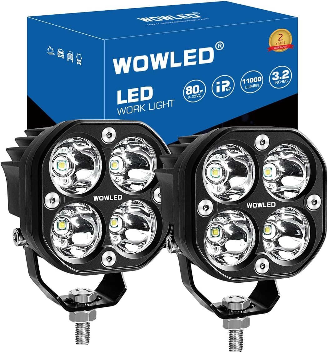 Cubes Spot LED Pods Light, 2PCS 3Inch 80W Set Marine Spreader Driving Fog Lights for Truck, Off Road LED Pod Light 4X4 Waterproof LED Ditch Lights for Tractor ATV SUV UTV Marine 12V 24V