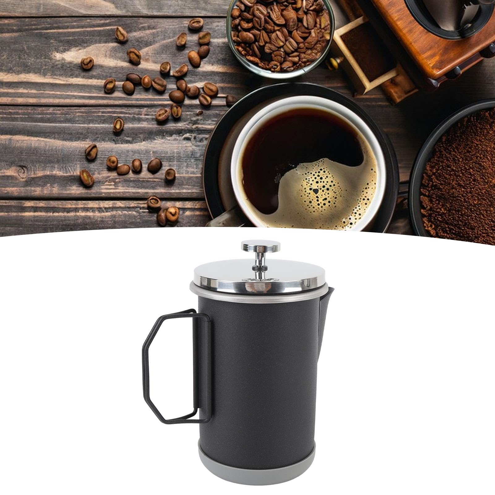 aqxreight de Prensa Francesa Coffee Press French Press Acero Inoxidable PRESIÓN French Portable 1000ml con Tecnología Avanzada de Presión de Filtro para la Oficina de Viajes para Acampar (BLACK)