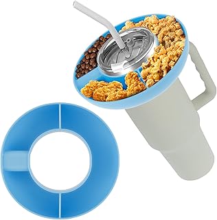 DRBIT Snack Bowl for 40oz Tumbler with Handle 3 Compartment Tumbler Snack Tray Food Grade Cup Snack Container 1.6 Inch Deep Snack Ring Reusable Divided Cups Snack Platters for Chips Candy Popcorn