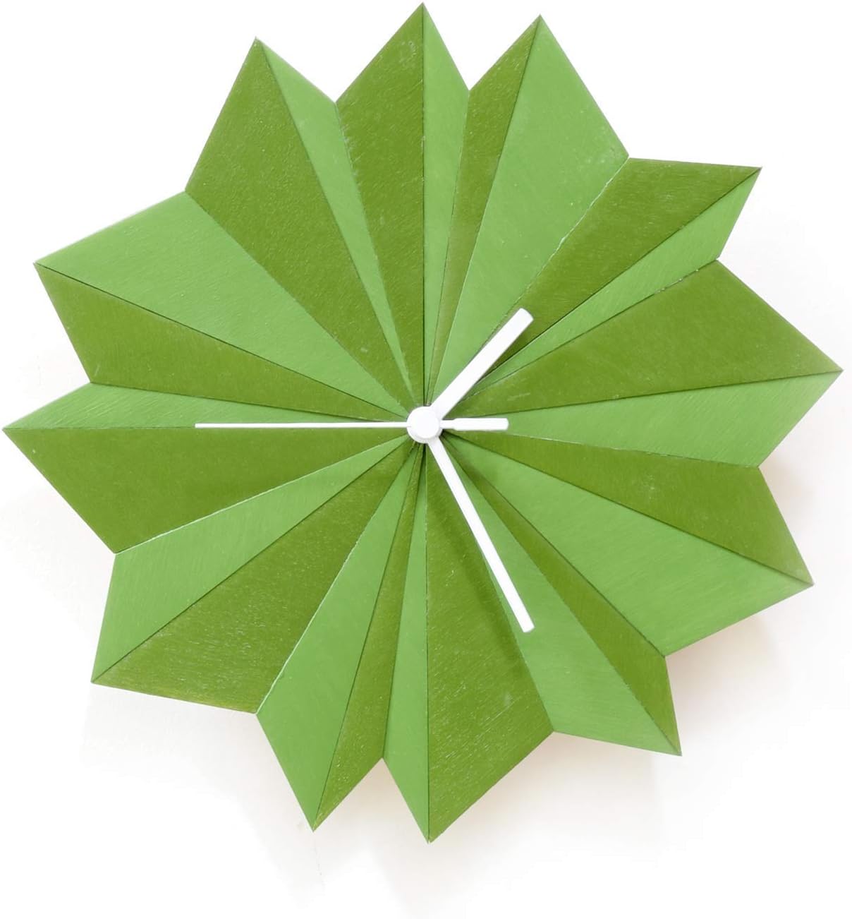 29cm (11.5") Unique Laser Cut Wooden Wall Clock in Shades of Green - Origami Green