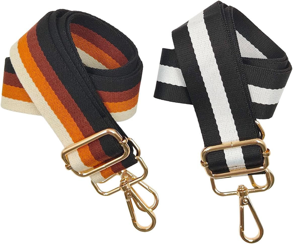2 Pack Adjustable Crossbody Purse Strap - 29.5-55 Inch Wide 1.49" Replacement Shoulder Straps with 360° Swivel Buckles for Handbags, Totes & Messenger Bags (Fashion Stripe Design) - Image 8
