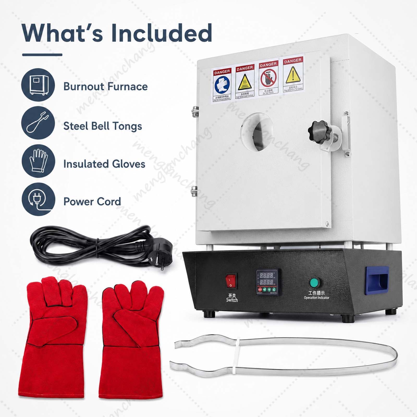 Elektrischer Muffelofen 1750W 1150°C, Brennofen mit PID Regelung und Sichtfenster, für Keramik, Emaille, Schmuckguss, Wachsverlust, Gussformen, Metall, Hobbytöpfer, Labor und Werkstatt