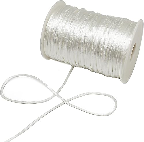 Miniatura 5 de FQTANJU Cordón de nailon satinado de 300 pies de 0.079 pulgadas para nudos chinos, artes y manualidades, pulseras de macramé, collares, fabricación