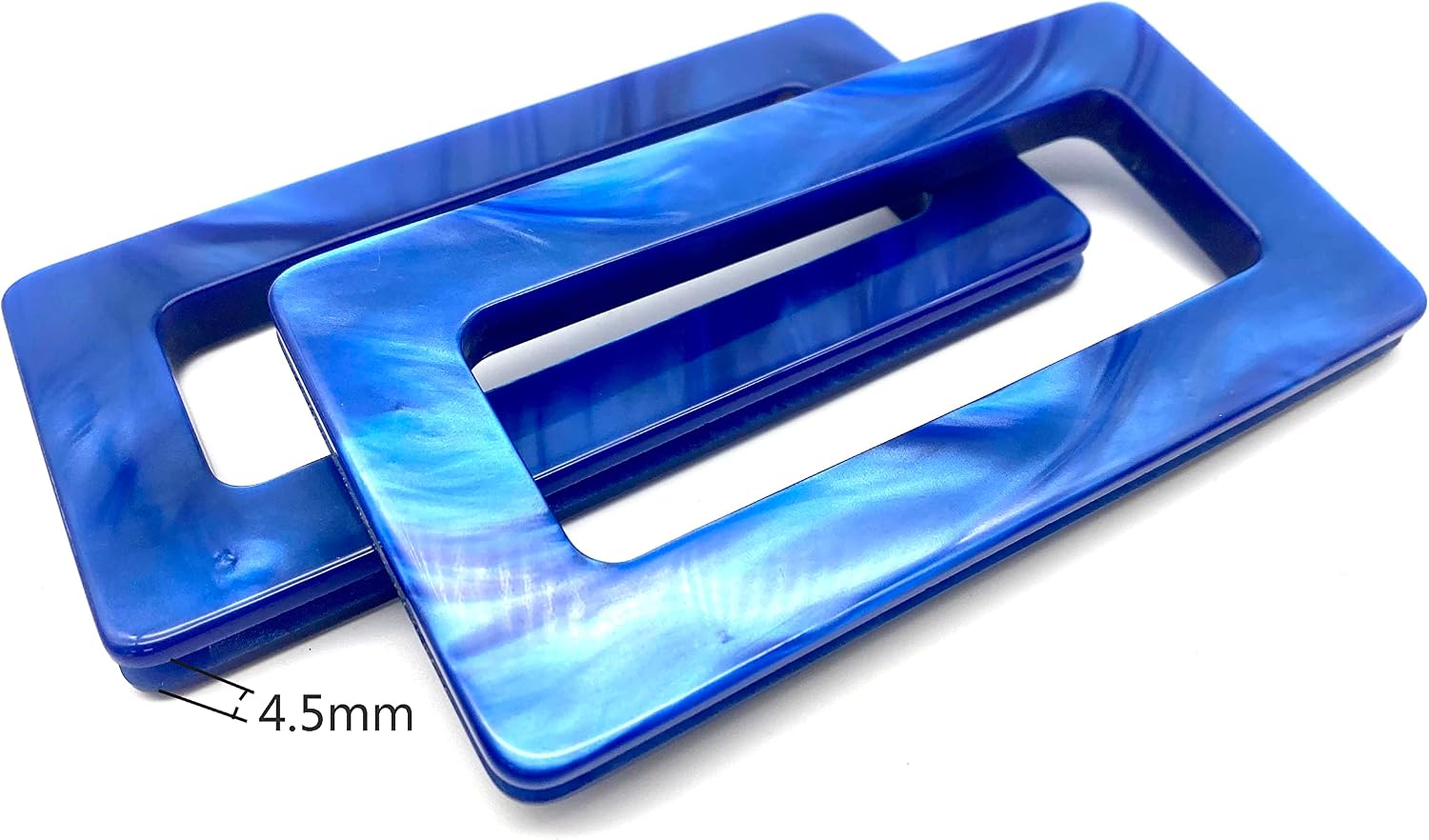 3dancraftit A Pair of Resin Rectangle Oblong Cut Out Grommet Bag Purse Clutch Handles for Bag Purse Making Replacement 5 5/16" x 2 3/4" / 13.5cm x 7cm Blue M99