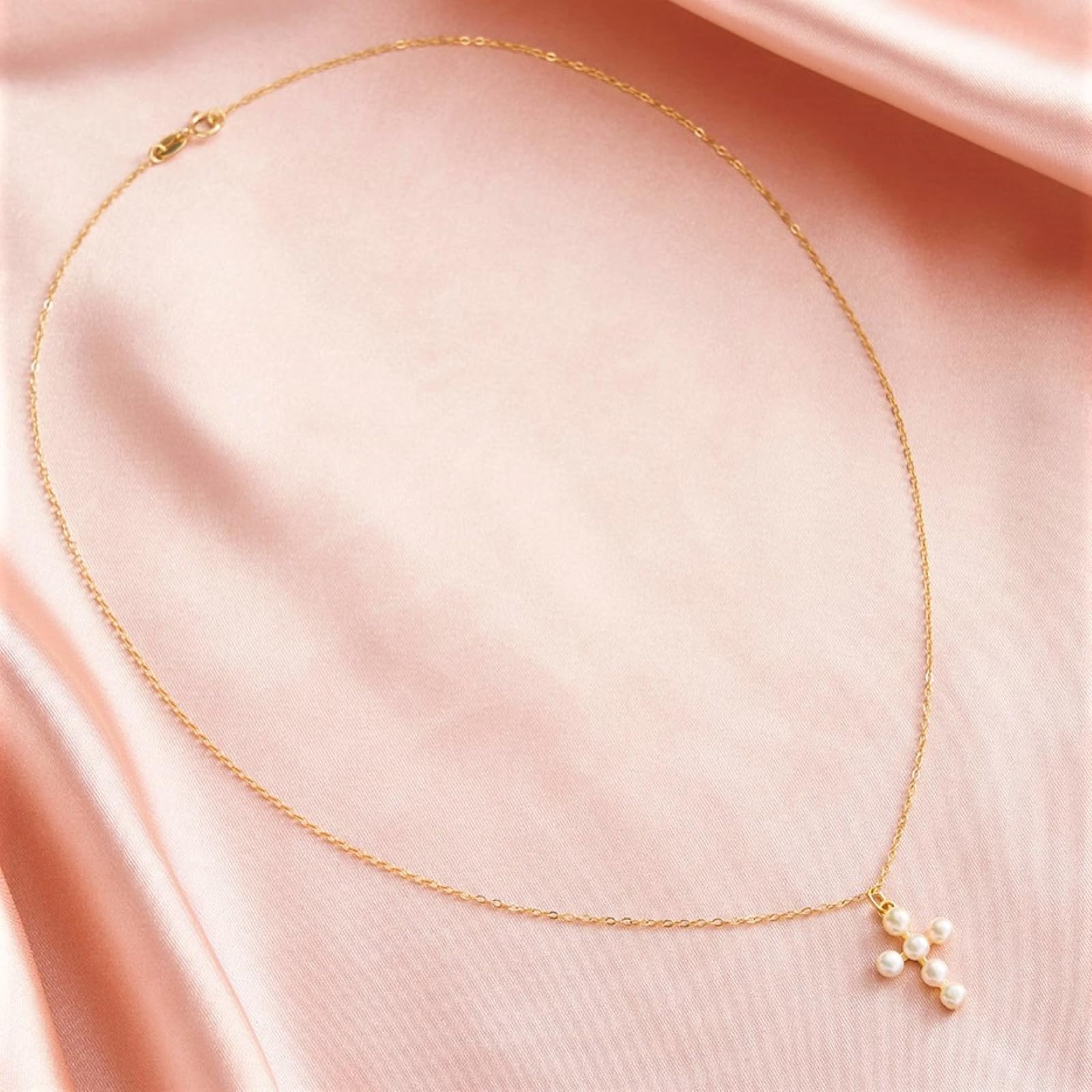 Pendientes/Collar con perlas de agua dulce para mujer cruz de diseño plata de ley 925